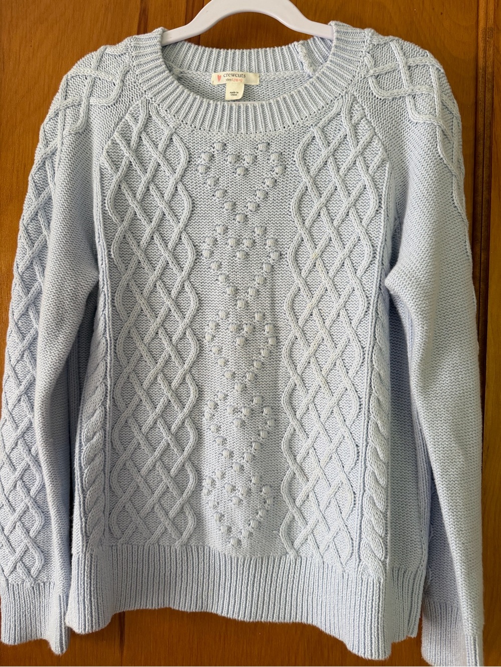 Crewcuts Girls Light Blue Cable Knit Sweater